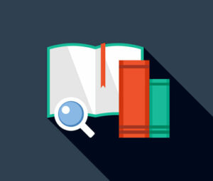 illustration of a magnifying glass over a book