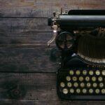 retro typewriter on a wooden surface