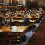 Students at an academic library