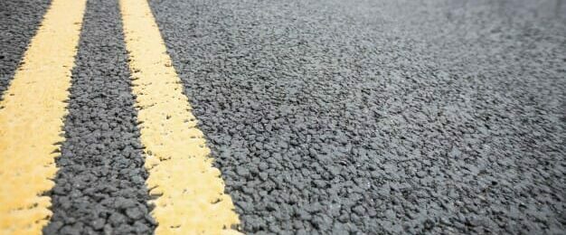 Yellow double lines in road