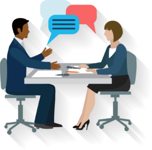 Vector image of two people talking