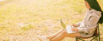 Student learning on laptop