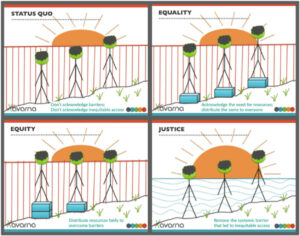 The Avarna Group's variation on the classic equity vs. equality image
