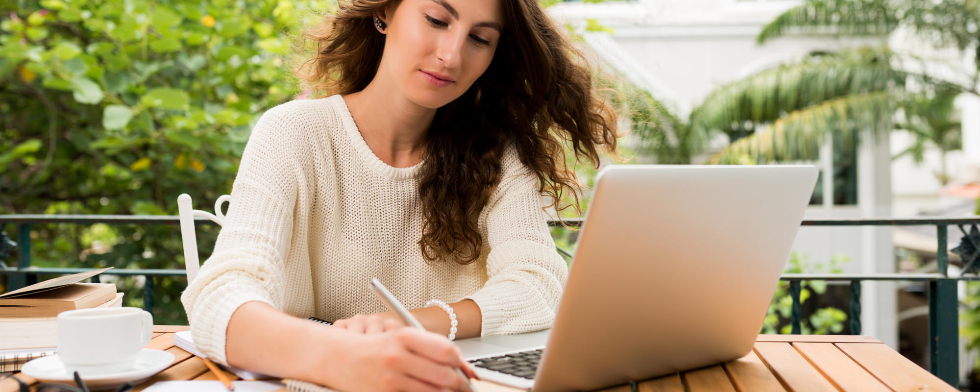 Woman doing research online