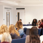 University professor teaching in a classroom