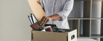 Woman packing up her office