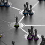 Connected chess pieces