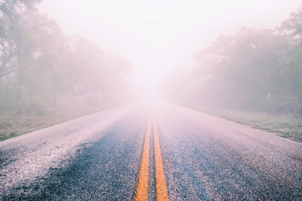 photo depicting foggy road